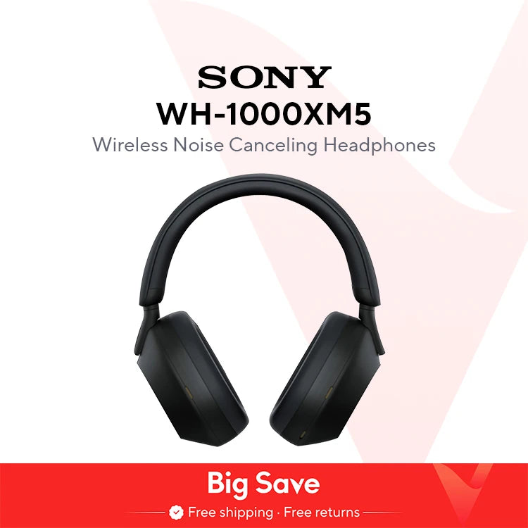 Sony WH-1000XM5 Wireless Noise-Canceling Headphones – Foldable Bluetooth Earphones with Bass Stereo Sound for Gaming, Business & Exercise
