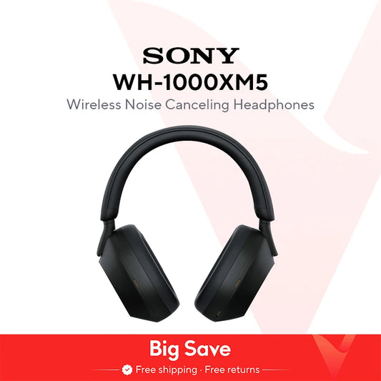Sony WH-1000XM5 Wireless Noise-Canceling Headphones – Foldable Bluetooth Earphones with Bass Stereo Sound for Gaming, Business & Exercise