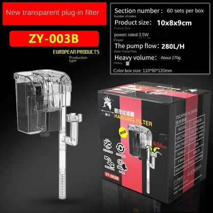 Wall-Mounted 3 in 1 Aquarium Filter – 110V/220V Circulation Pump with Waterfall Oxygenation for Small & Medium Fish Tanks