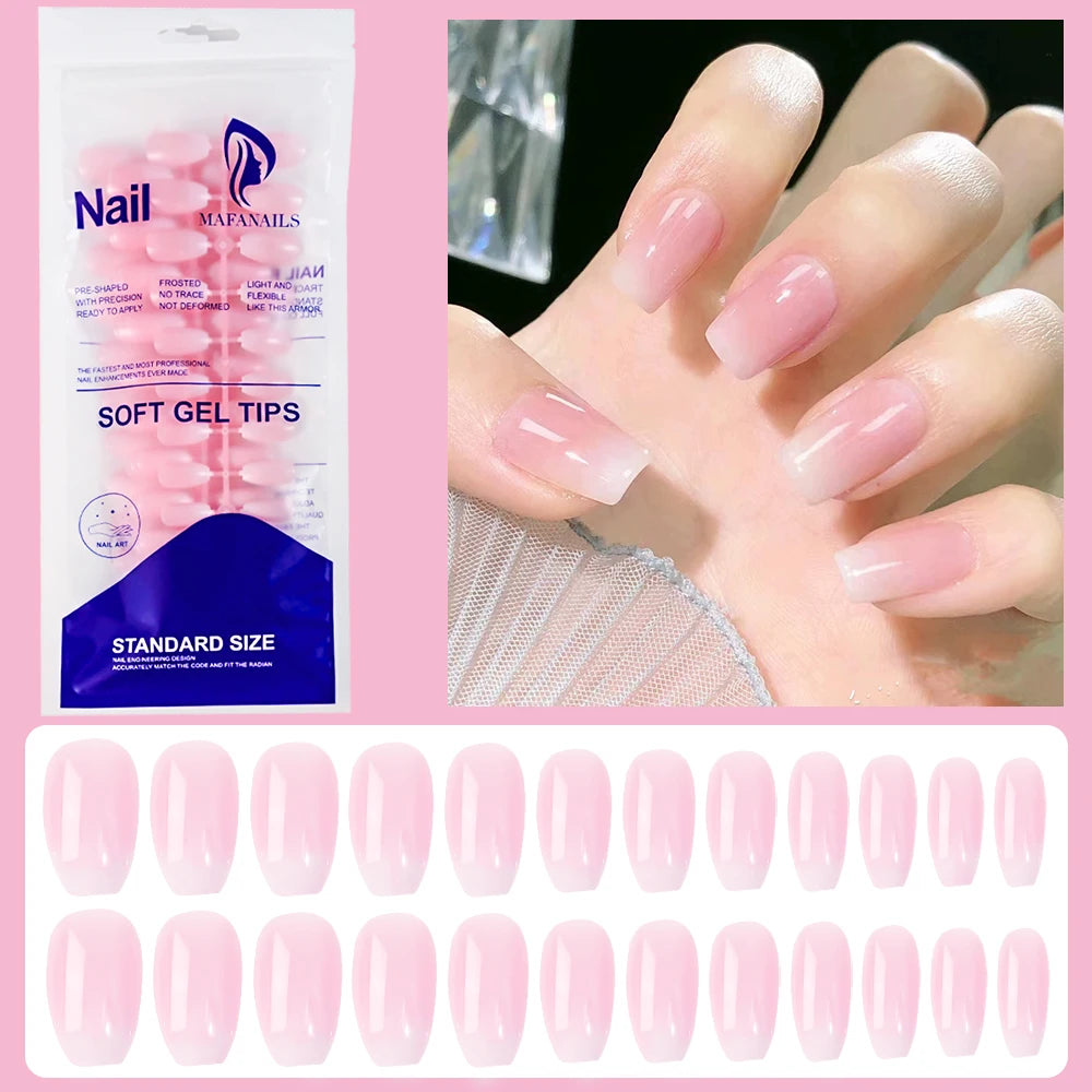 120pcs Pink French Press On Nails - Glossy Short Square Coffin Full Cover Acrylic Nail Tips