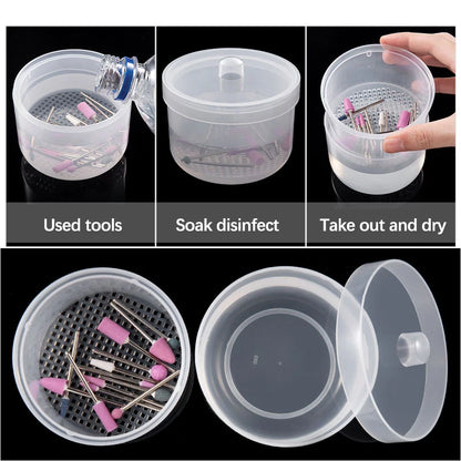 Nail Drill Bit Cleaning Box - Double-Layer Filtration Disinfection & Manicure Storage Case