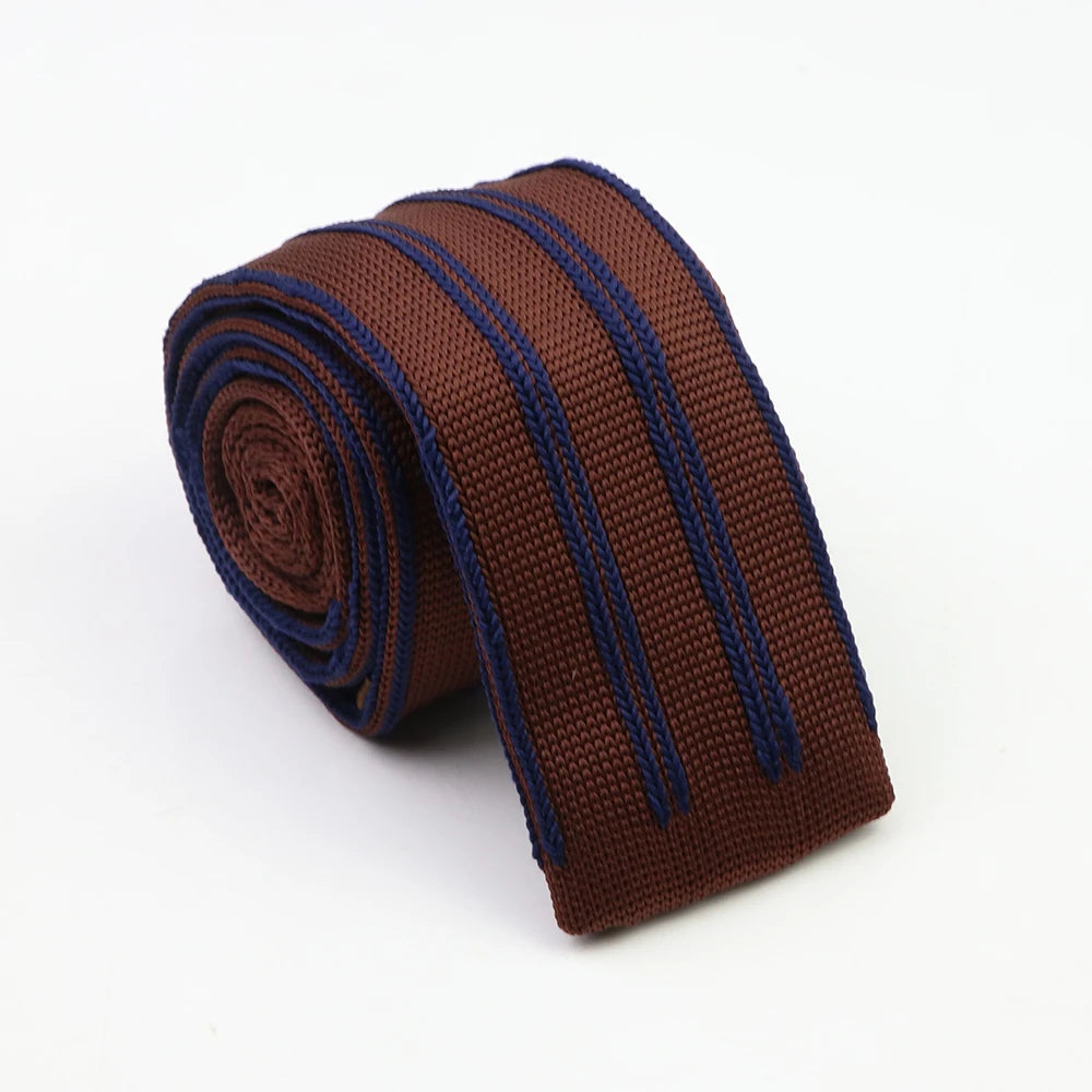 Classic Knit Neck Tie for Men — 6cm Plaid & Dots Casual Business Wedding Tie