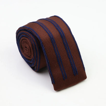 Classic Knit Neck Tie for Men — 6cm Plaid & Dots Casual Business Wedding Tie