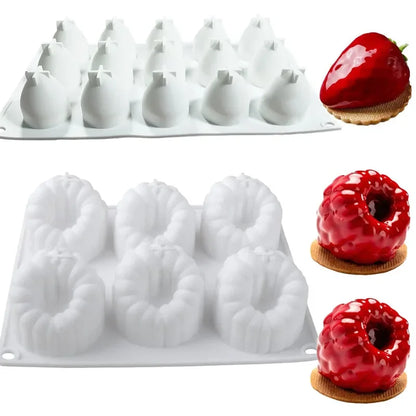 Raspberry & Strawberry Silicone Mousse Mold — Chocolate, Fondant & Dessert Baking Tool for Home & Bakery