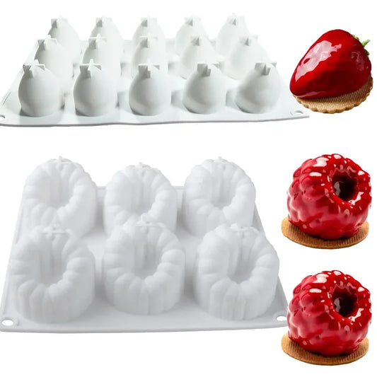 Raspberry & Strawberry Silicone Mousse Mold — Chocolate, Fondant & Dessert Baking Tool for Home & Bakery