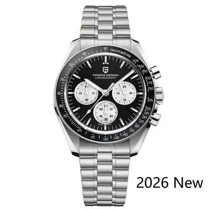PAGANI DESIGN 2026 Men’s Luxury Quartz Chronograph Watch – AR Sapphire Crystal, Auto Date Speed Wristwatch