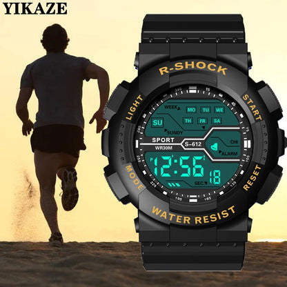 Men's Outdoor Sports Watch – Waterproof LED Military Digital Wristwatch with Luminous Large Screen