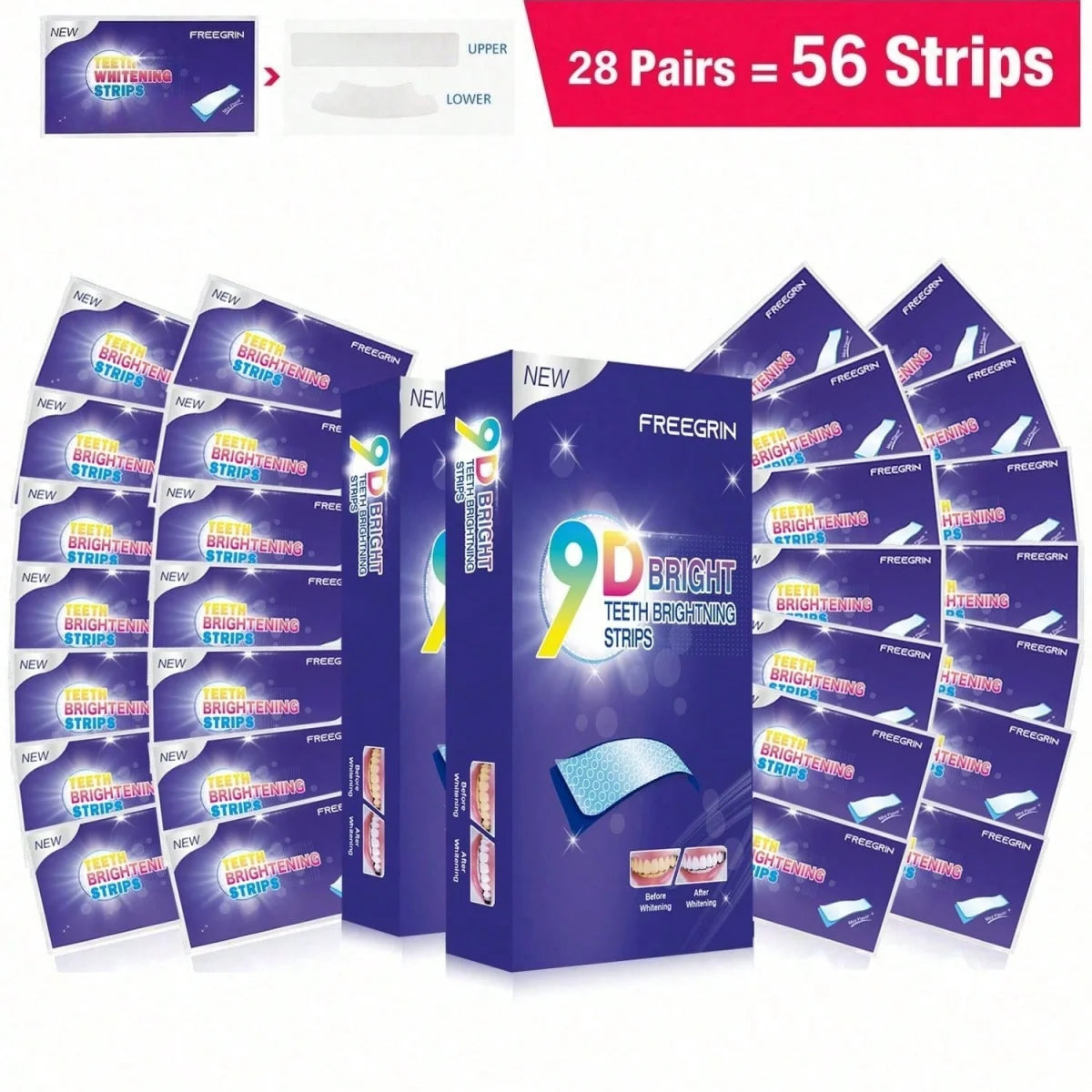 9D Teeth Whitening Strips - Tooth Brightening Treatment for a Whiter Smile and Daily Oral Care