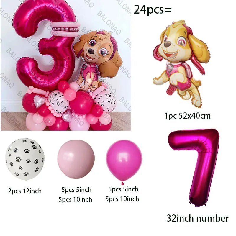 Pink Paw Patrol Party Supplies for Girls – Skye Balloons, Cups, Plates & Tablecloth for Birthday & Baby Shower