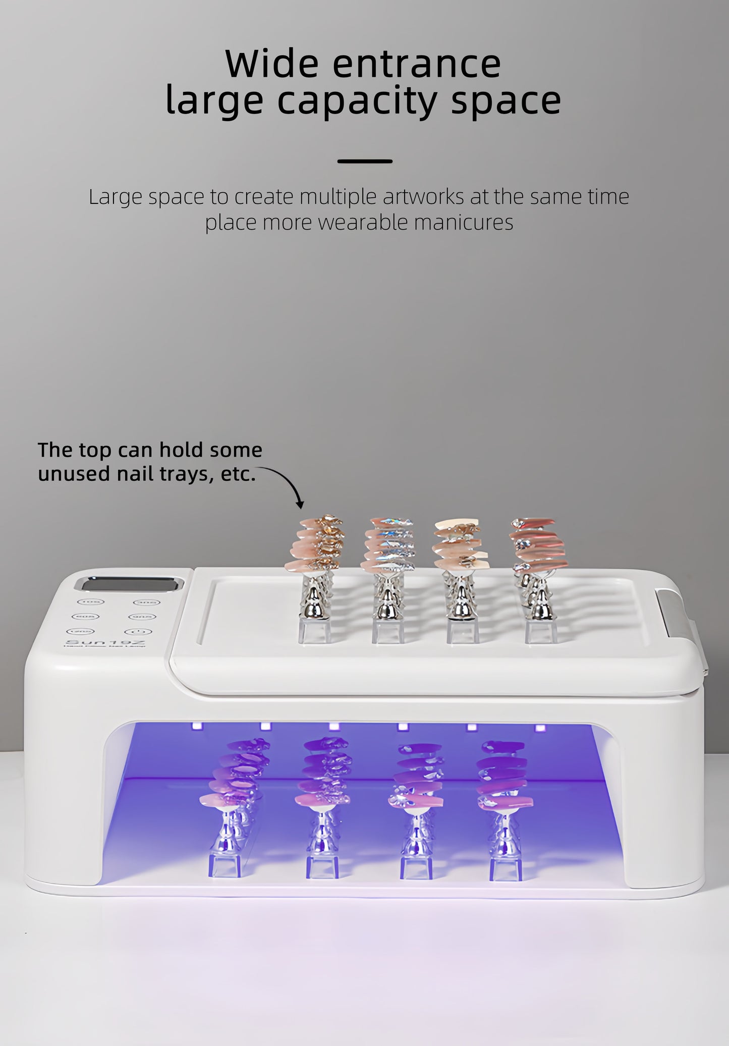 300W High-Power Nail Dryer Lamp with Hand Pillow – 63 LED UV Lamp for Press-On Nails & Gel Curing Machine