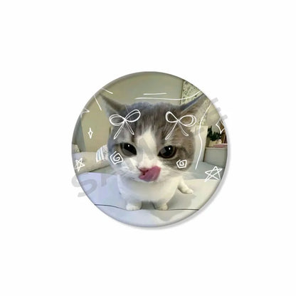 50mm Tinplate Cat Meme Button Pins – Funny Round Brooch Lapel Badge for Hats, Bags & Kids Gifts