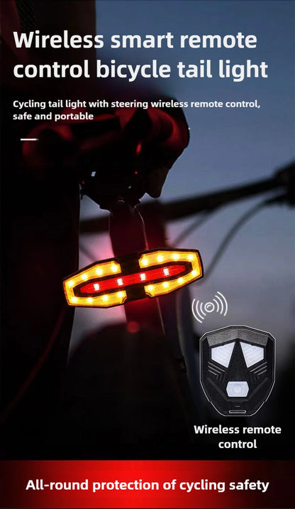 Rechargeable Bike Tail Light with Turn Signals | Wireless Remote Cycling Back Light for Night Riding