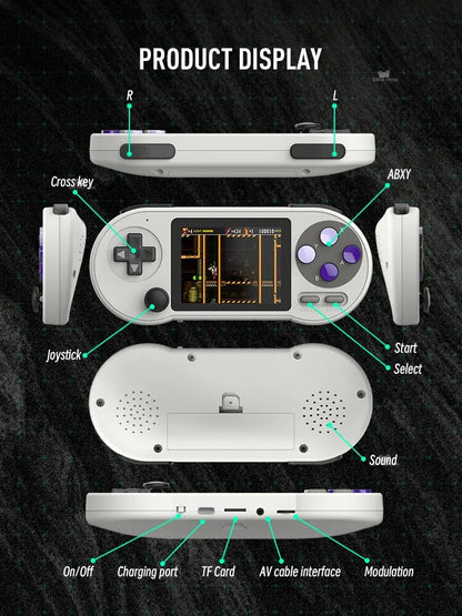 DATA FROG SF2000 Portable Handheld Game Console - 3 Inch IPS Screen - Built-in 6000 Retro Video Games - Fun for Kids