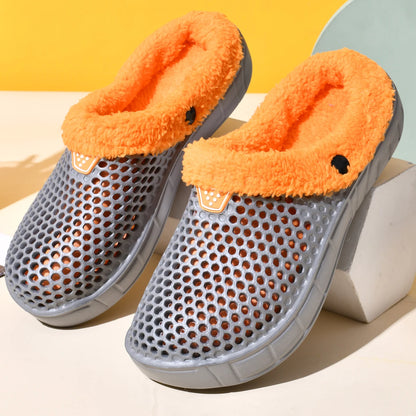 Couple Cotton Slippers – Winter Warm Plush Velvet Thickened Clogs for Men & Women