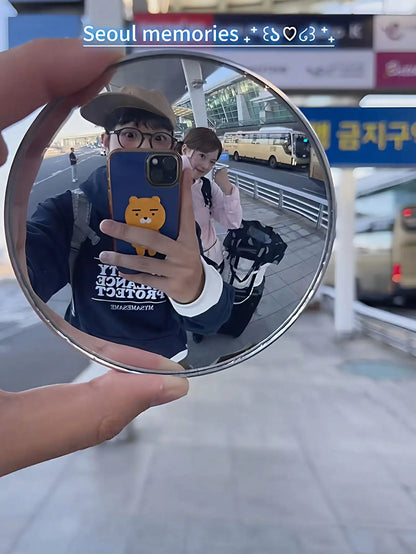 Portable Mini Travel Round Mirror Wide-Angle Reflective Spherical Mirror for Photos & Selfies