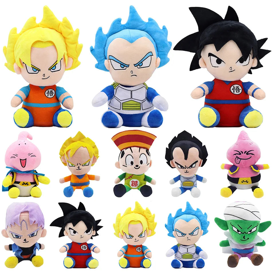 20cm Dragon Ball Anime Plush Toys - Super Saiyan Goku, Vegeta, Piccolo, Trunks and Gohan Stuffed Dolls