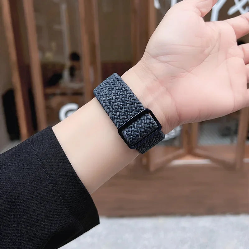 Braided Solo Loop Apple Watch Ultra Band – Elastic Nylon Adjustable Bracelet Strap for iWatch SE, Series 3–9 (38mm–49mm)