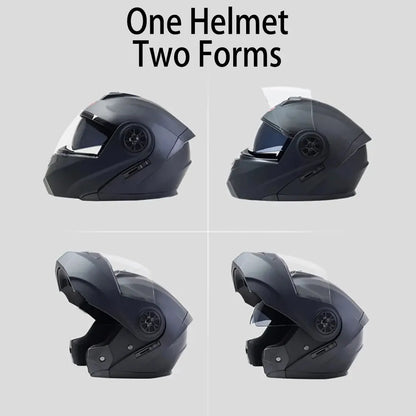 Personalized Dual-Lens Flip-Up Motorcycle Helmet — Motocross Racing Modular Full-Face Helmet for Men & Women, Fashionable Cascos Para Moto