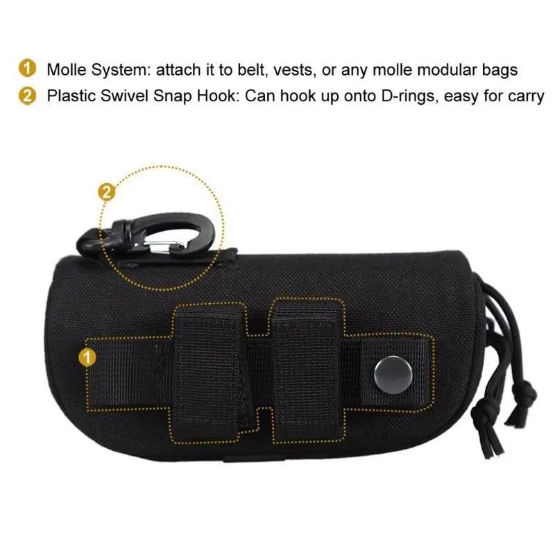 Tactical MOLLE Eyeglass Case - 1000D Nylon Shockproof Protective Sunglasses & Goggles Holder for Outdoor Use