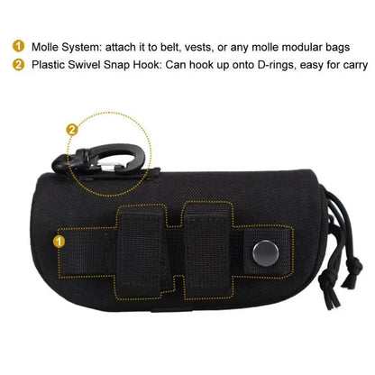 Tactical MOLLE Eyeglass Case - 1000D Nylon Shockproof Protective Sunglasses & Goggles Holder for Outdoor Use
