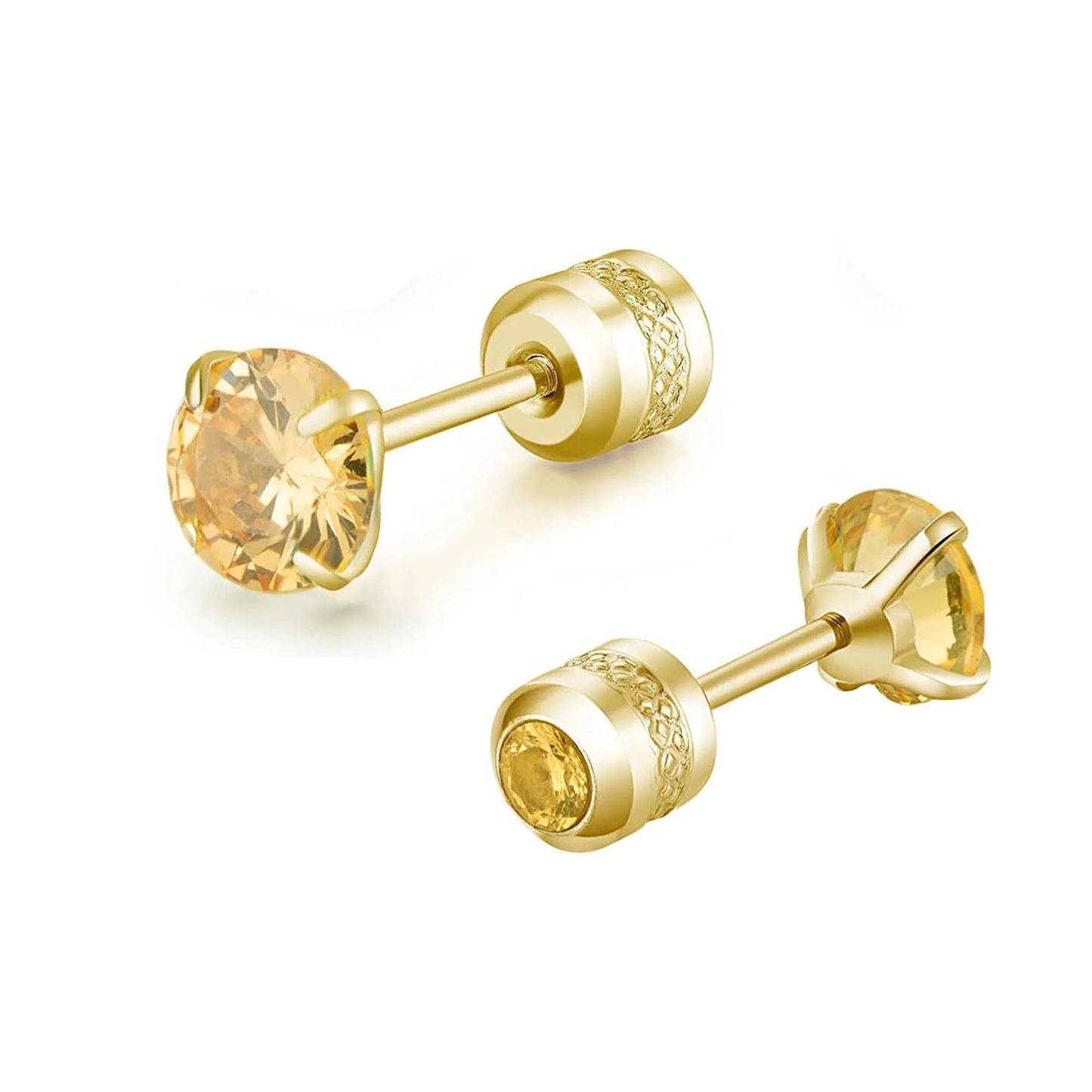 Medical Stainless Steel Crystal Zircon Ear Studs – Hypoallergenic Tragus & Cartilage Screw Piercing Earrings Jewelry