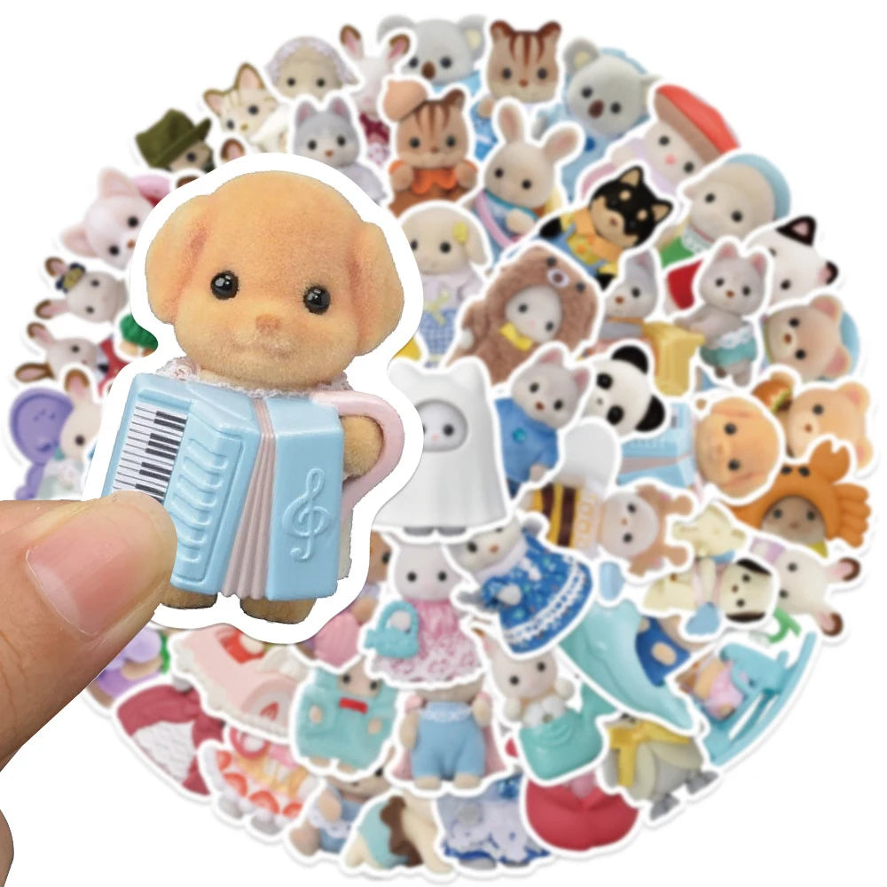 10/30/55pcs Kawaii Calico Critters Stickers — Waterproof Cartoon Decals for Laptops, Scrapbooks & Kids’ Cute Sticker Decor