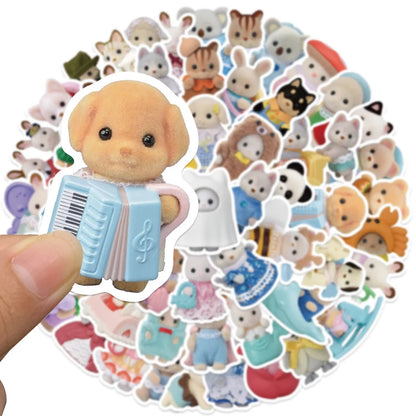 10/30/55pcs Kawaii Calico Critters Stickers — Waterproof Cartoon Decals for Laptops, Scrapbooks & Kids’ Cute Sticker Decor