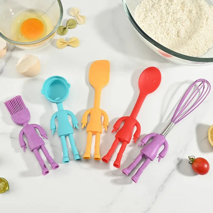 5-Piece Cartoon Silicone Baking Tools Set – Food-Grade Non-Stick Heat-Resistant Spatulas for Kitchen
