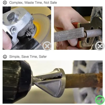 Precision High-Speed Steel Deburring & Chamfering Tools for Stainless Steel Drilling - Triangle Shanks, Hexagonal Threaded Edges - Power Drill Ready