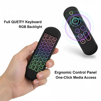 MRSVI M5 Air Mouse Remote Control - 2.4G & Bluetooth Wireless Gyroscope Keyboard with 7-Color Backlight for Android TV Box & PC