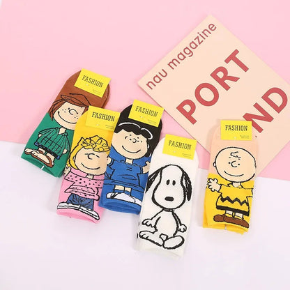 5 Pairs Snoopy Women’s Low-Cut Socks – Retro Cotton Blend Casual Short Socks