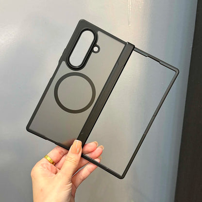 MagSafe-Compatible Case for Samsung Galaxy Z Fold 7 – Translucent Hinge, Shockproof Folding Cover with Magnetic Wireless Charging