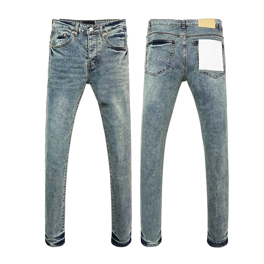 Men's Graffiti Washed Jeans - Retro Distressed Low Rise Skinny Denim Pants