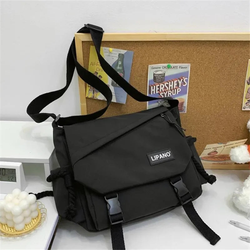 Youth Fashion Nylon Crossbody Bag – Large Capacity Canvas Shoulder Messenger School Bag for Women & Girls