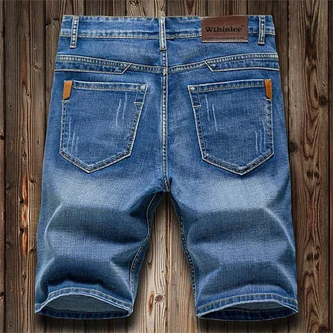 Men's Denim Shorts - 2026 Summer Stretch Slim Straight Jean Shorts in Dark Blue