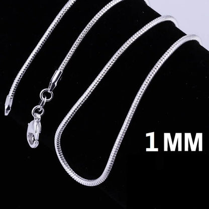 1MM 925 Sterling Silver Snake Chain Necklace – High-Quality Fashion Jewelry for Men & Women