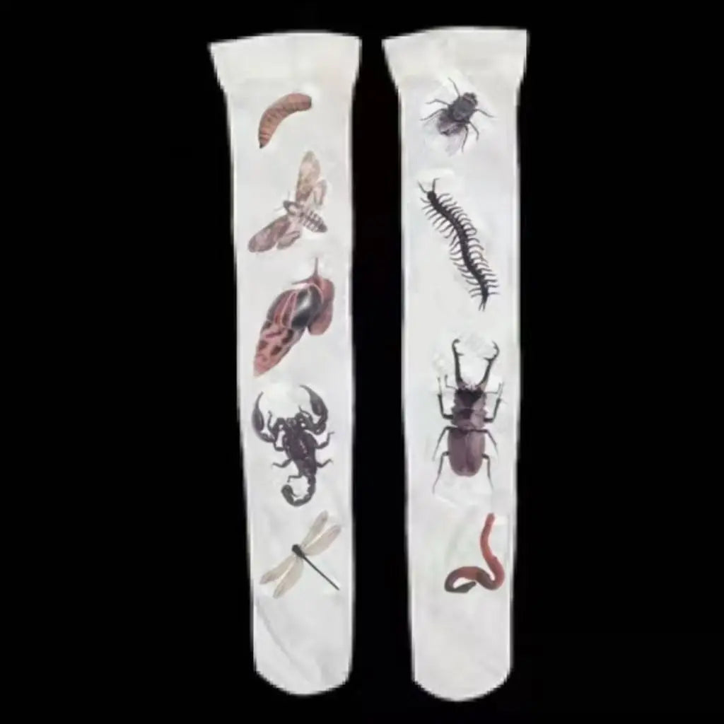 Y2K Punk Graffiti Thigh-High Socks - White Harajuku Over-Knee Stockings for Cosplay, Kawaii & Streetwear