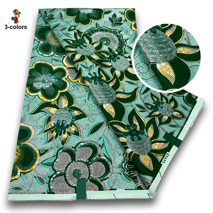 100% Cotton African Wax Print Fabric - Soft Golden Ankara Pagne for Nigerian Fashion & Traditional Wear