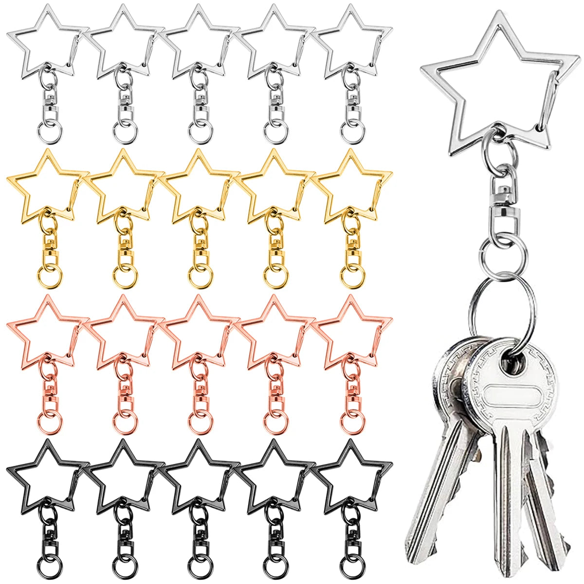 5/15/25/50 Sets Star Keychain Clasps - Lobster Claw Hooks with Jump Rings for DIY Crafts, Jewelry & Accessories