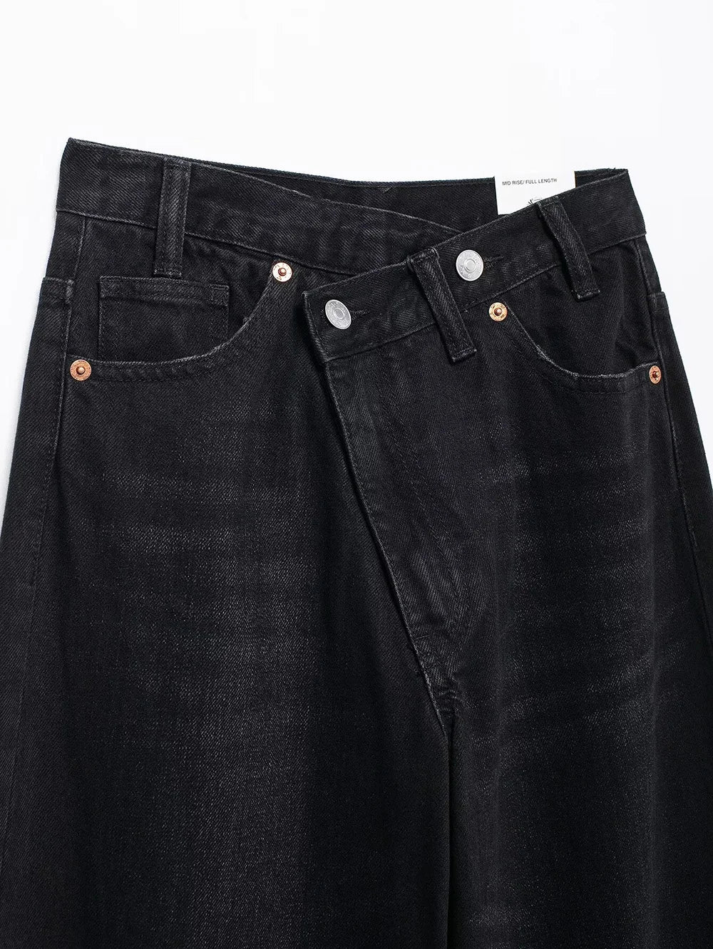 TRAF Women’s Basic Hundred Jeans — High Waist Asymmetric Wide-Leg Trousers, Casual Straight-Leg Fashion Jeans