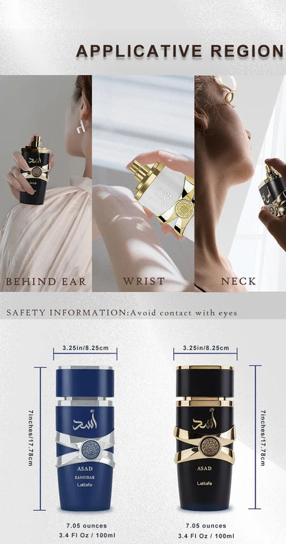 100ml Original Asad Men’s Eau De Toilette — Long-Lasting Unisex Arabian Perfume with Pheromones