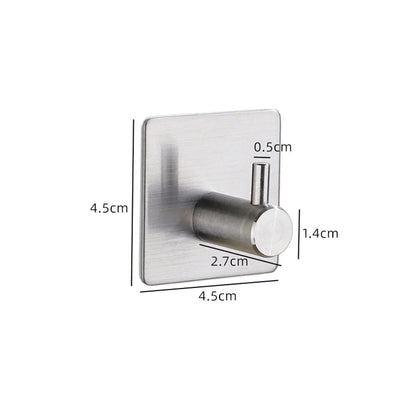 Stainless Steel Self-Adhesive Wall Hooks – Rustproof 3M Sticky Hooks for Towels, Robes, Coats, and Clothes in Bathroom or Kitchen