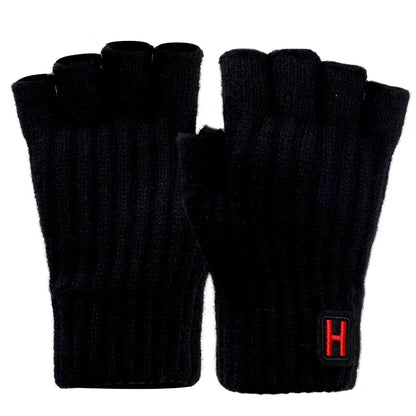 Knitted Thermal Fingerless Gloves for Men & Women – Thick Warm Wool Half Finger Touchscreen Winter Driving Mittens