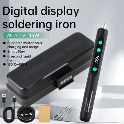 Mini 5V 15W Wireless USB Soldering Iron – Rechargeable Lithium Battery Fast-Charge Portable Welding & Repair Tool