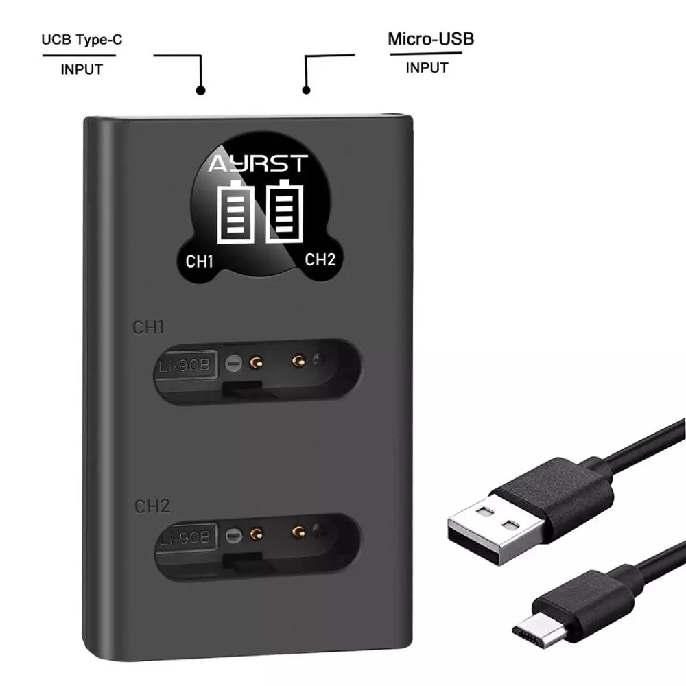 Li-90B / Li-92B Battery & Charger for Olympus Tough TG Series & SP-100 Cameras