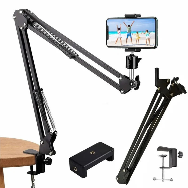 Flexible Arm Phone Tripod Stand for Table & Desktop | Foldable Overhead Mount for Live Video & Photography