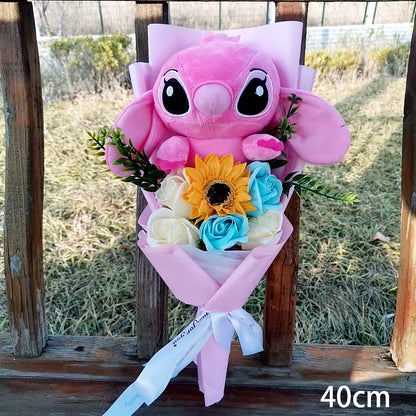 Lilo & Stitch Bouquet PVC Anime Stuffed Doll – Rose & Sunflower Gift for Birthday, Valentine’s & Christmas Day