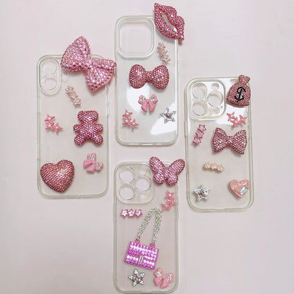 43PCS Luxury Charm Set — Diamond Bow, Perfume Bottle, Butterfly & Lip Decorations for Phone Case, Purse, and DIY Crafts
