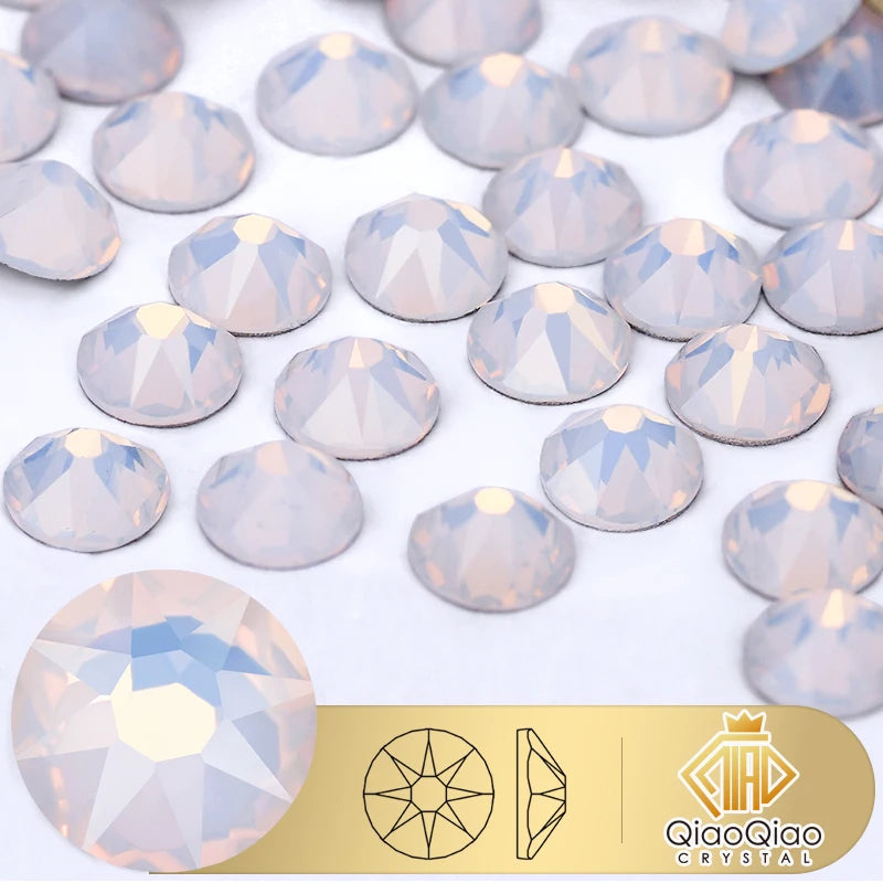 QIAO 2088 Crystal Nail Art Rhinestones — Flat Back Non-Hotfix Strass for DIY Nail Decorations (8 Big + 8 Small)