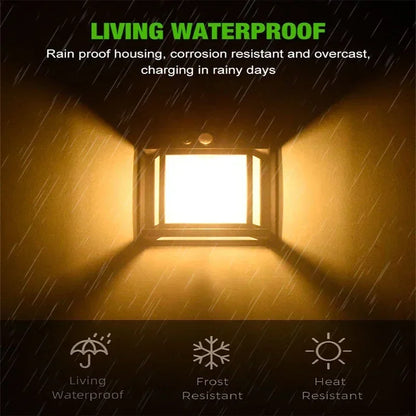 Solar Motion Sensor Wall Light - Waterproof Outdoor LED Garden Yard Lamp with 3 Lighting Modes